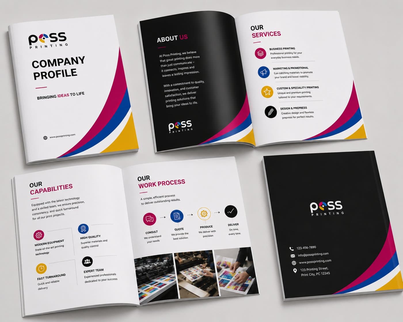 A professionally designed PESS company profile